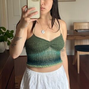 lilslocker green ombré knit halter top 🌱